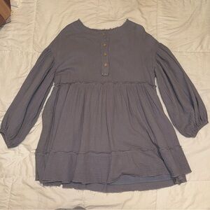 Promesa Charcoal Frayed Edge Blouse